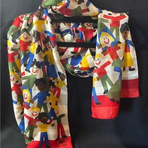 VTG 90s SAVE THE CHILDREN Helping Children Around the World Scarf 64x13" Dana 12